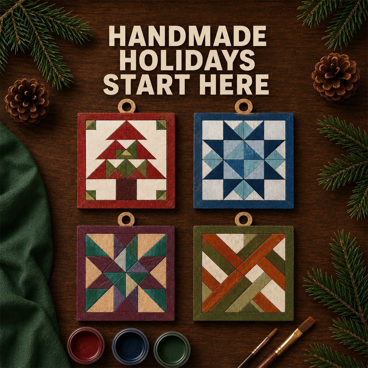 Handmade barn quilt ornament inspiration