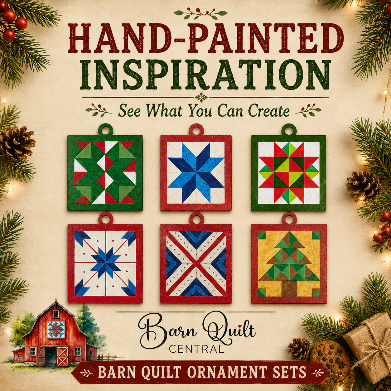 Hand-painted barn quilt ornament inspiration
